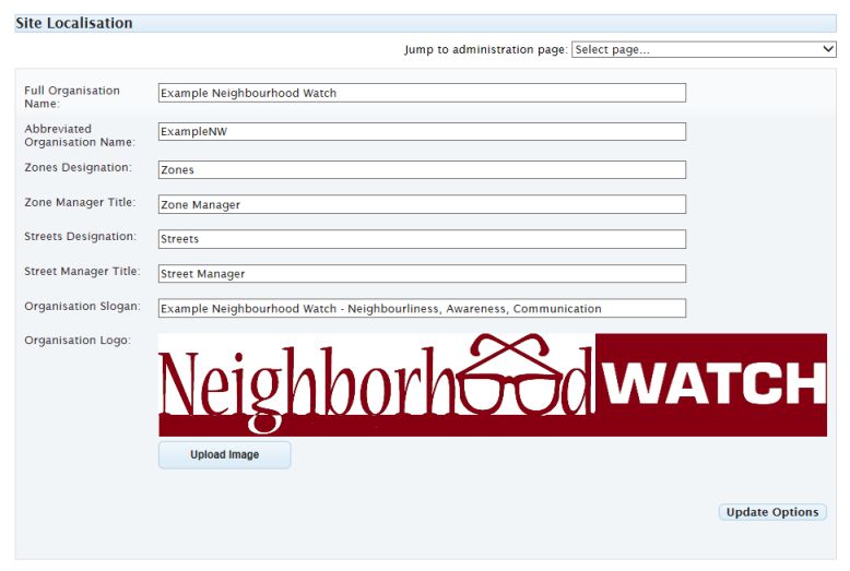 Localisation settings