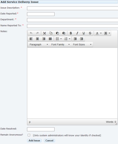 adding an issue
