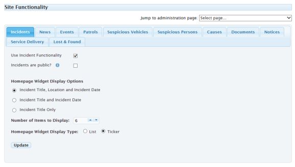site functionality